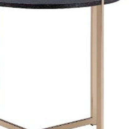 24" Champagne And Black Manufactured Wood And Metal Round End Table