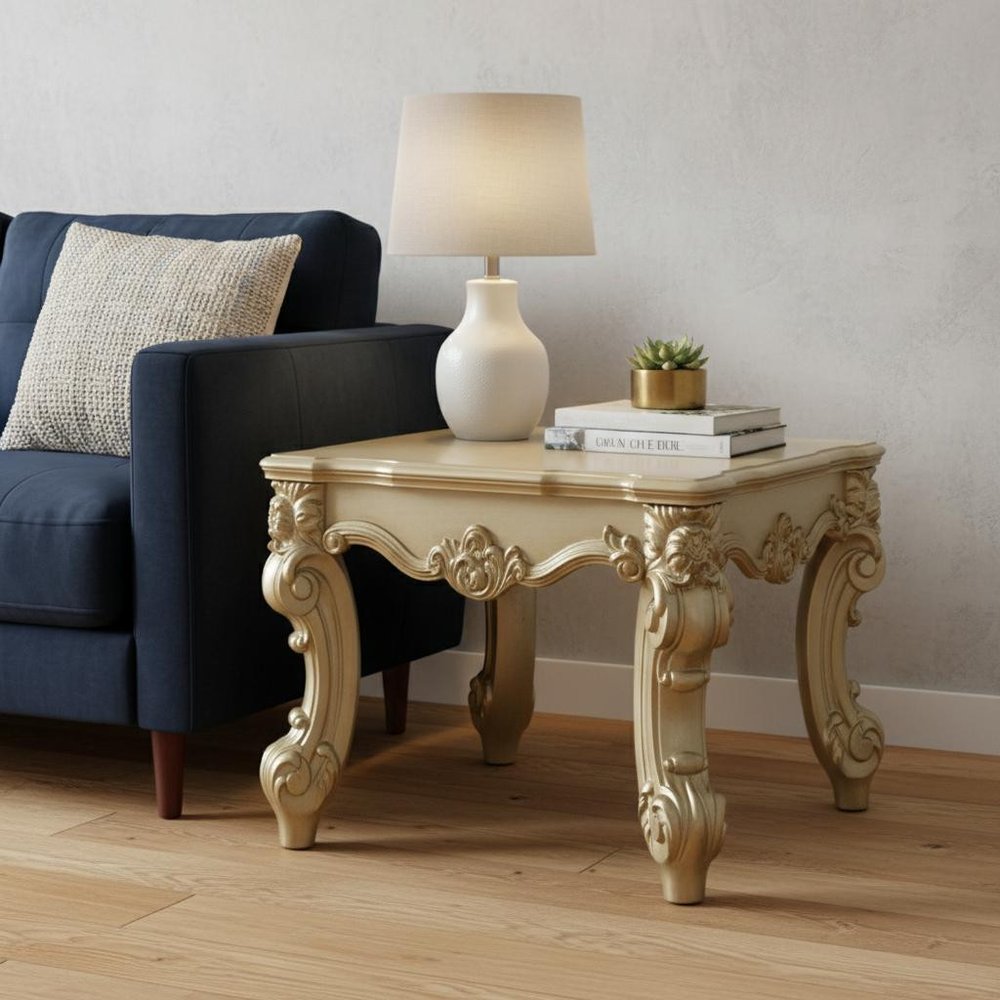 26" Gold Patina Manufactured Wood Square End Table HomeRoots