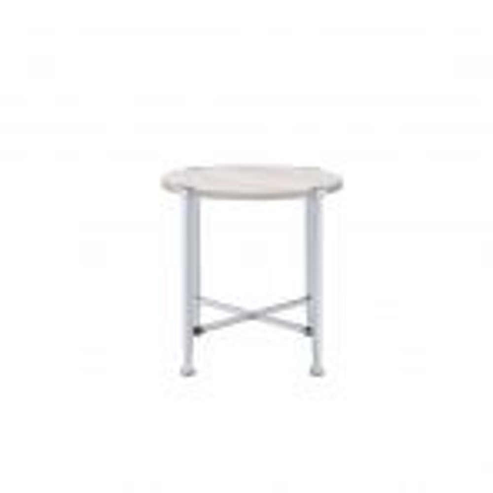 24" Chrome And White Oak Manufactured Wood And Metal Round End Table HomeRoots