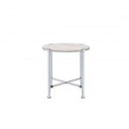 24" Chrome And White Oak Manufactured Wood And Metal Round End Table HomeRoots