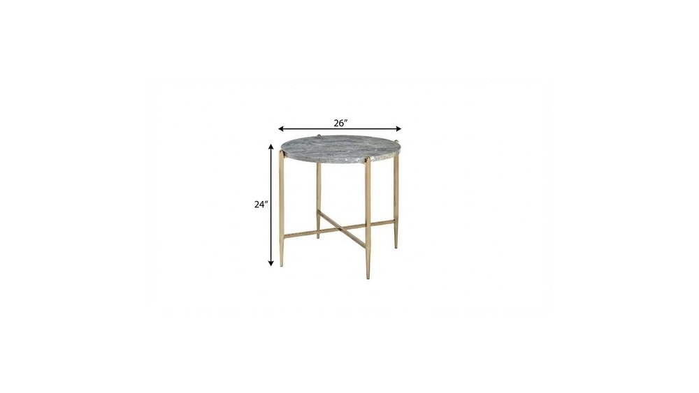 24" Champagne And Light Gray Manufactured Wood And Metal Round End Table HomeRoots
