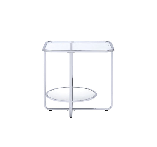 24" Chrome And Clear Glass Rectangular End Table