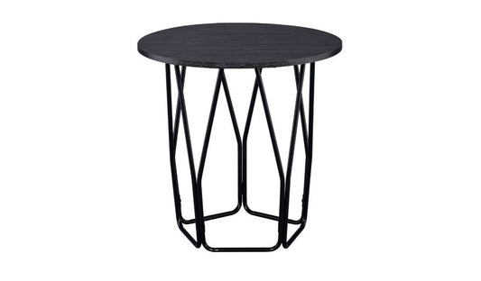 22" Black And Espresso Manufactured Wood And Metal Round End Table - FurniFindUSA