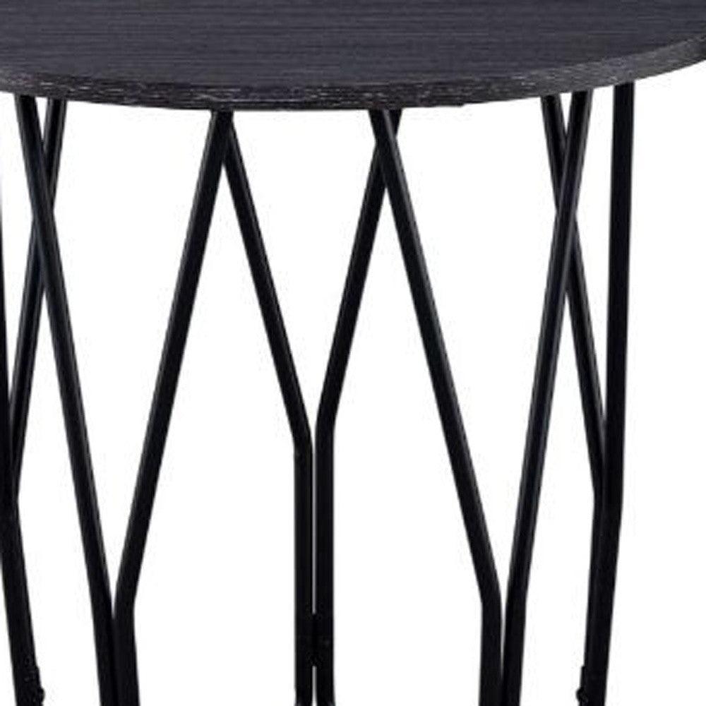 22" Black And Espresso Manufactured Wood And Metal Round End Table - FurniFindUSA