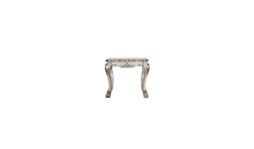 24" Vintage Bone White Solid Wood And Polyresin Square End Table HomeRoots