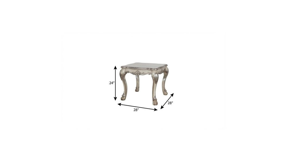 24" Vintage Bone White Solid Wood And Polyresin Square End Table HomeRoots