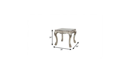 24" Vintage Bone White Solid Wood And Polyresin Square End Table HomeRoots