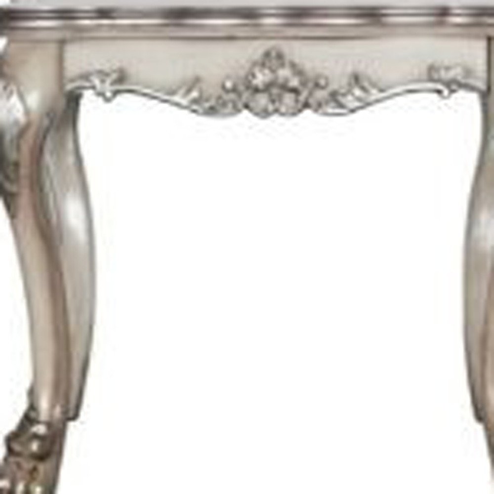 24" Vintage Bone White Solid Wood And Polyresin Square End Table — view 2