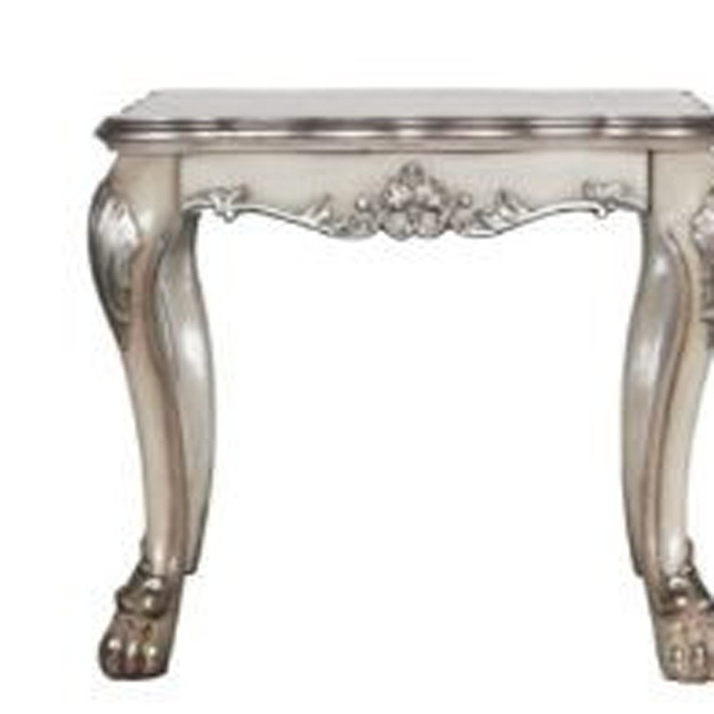 24" Vintage Bone White Solid Wood And Polyresin Square End Table HomeRoots