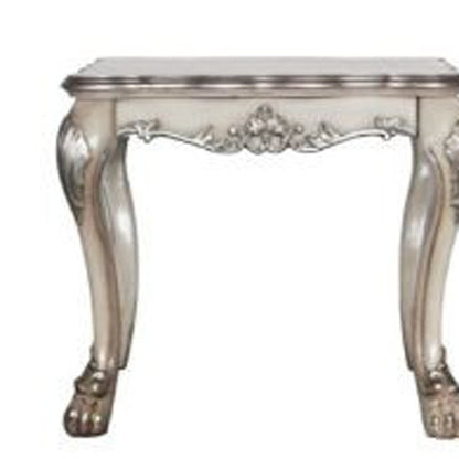 24" Vintage Bone White Solid Wood And Polyresin Square End Table HomeRoots