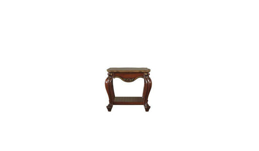 24" Honey Oak Solid Wood And Polyresin Square End Table With Shelf - FurniFindUSA