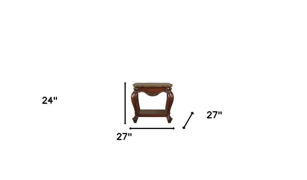 24" Oak Solid Wood Square End Table With Shelf HomeRoots