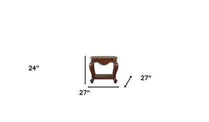 24" Oak Solid Wood Square End Table With Shelf HomeRoots