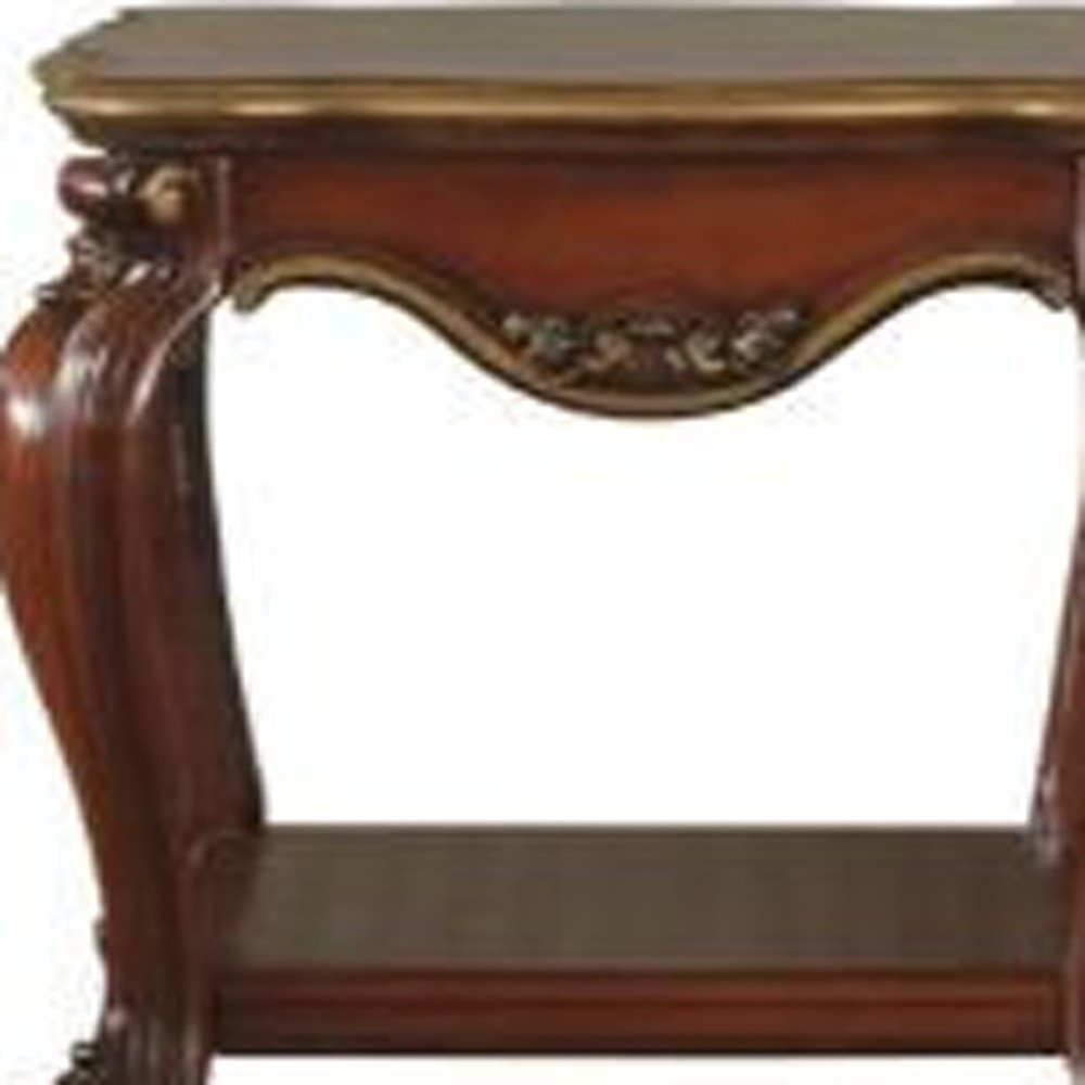 24" Oak Solid Wood Square End Table With Shelf HomeRoots