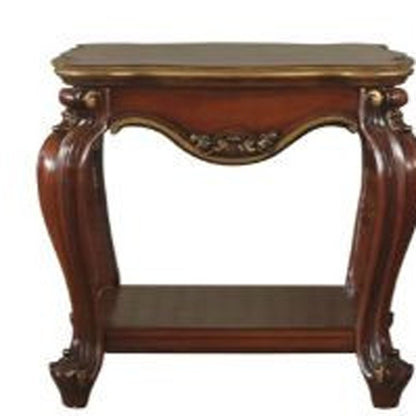 24" Oak Solid Wood Square End Table With Shelf HomeRoots