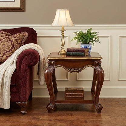 24" Oak Solid Wood Square End Table With Shelf HomeRoots