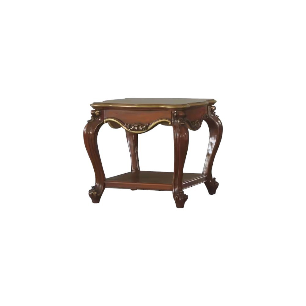 24" Oak Solid Wood Square End Table With Shelf HomeRoots