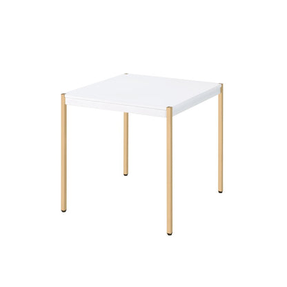 24" Gold And White Manufactured Wood Square End Table HomeRoots