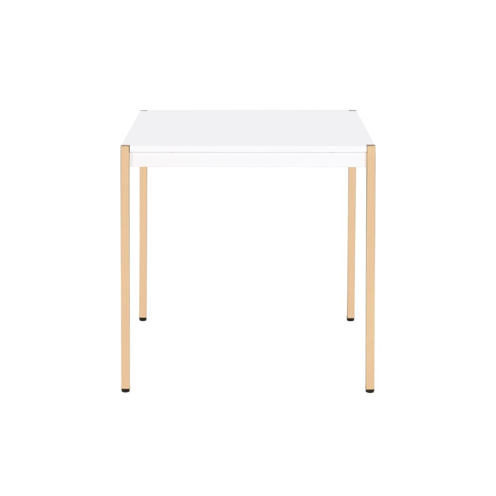 24" Gold And White Manufactured Wood Square End Table HomeRoots