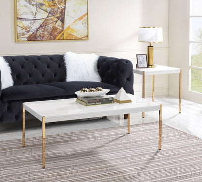 24" Gold And White Manufactured Wood Square End Table HomeRoots