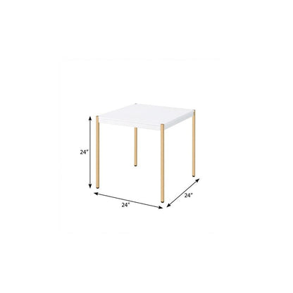 24" Gold And White Manufactured Wood Square End Table HomeRoots