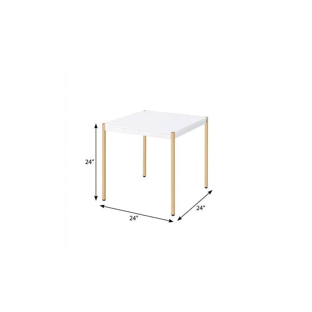 24" Gold And White Manufactured Wood Square End Table HomeRoots