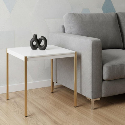 24" Gold And White Manufactured Wood Square End Table HomeRoots