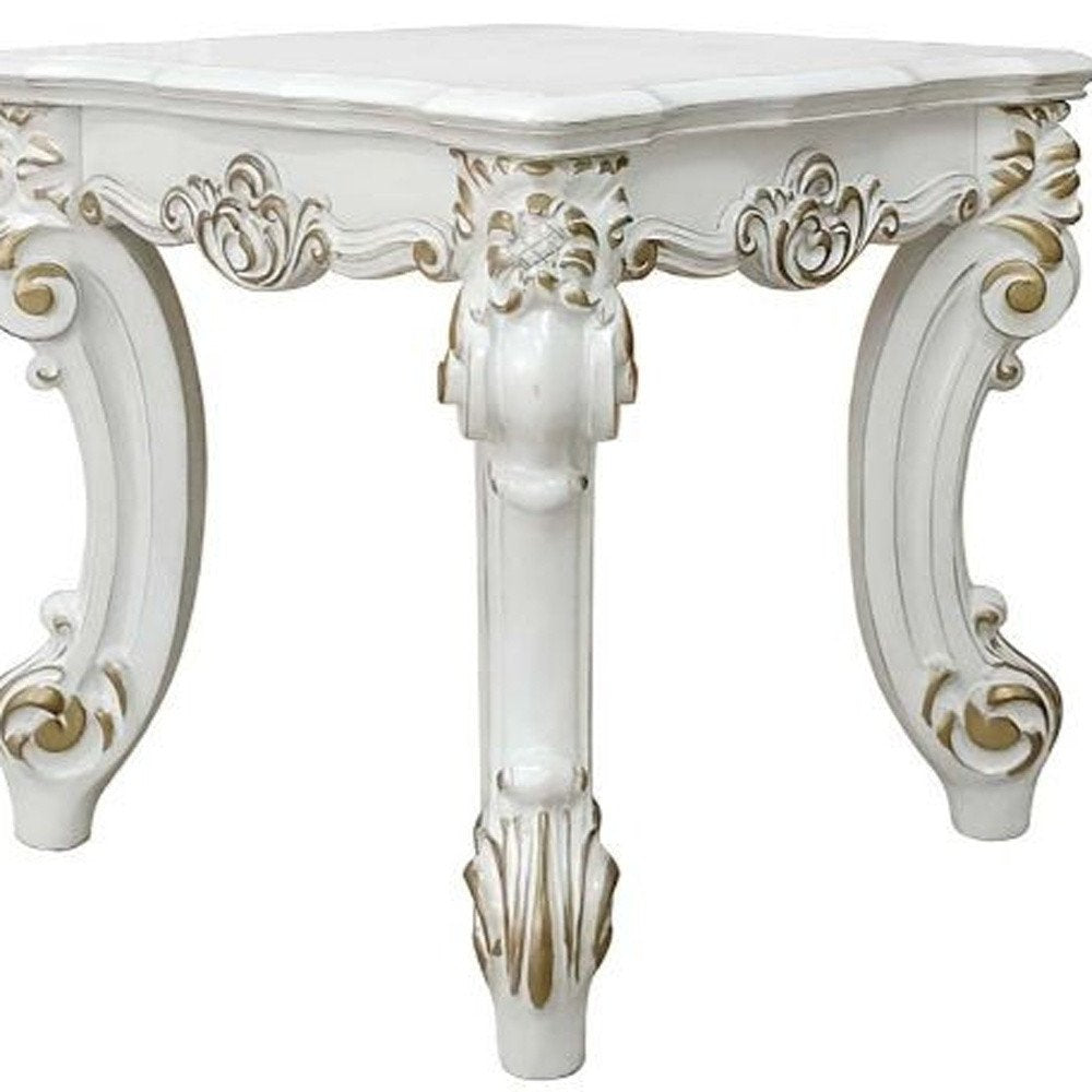 26" Antique Pearl Manufactured Wood Square End Table HomeRoots