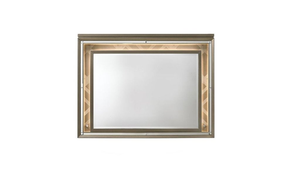 37" Champagne Lighted Wood Framed Mounted Dresser Mirror — view 2