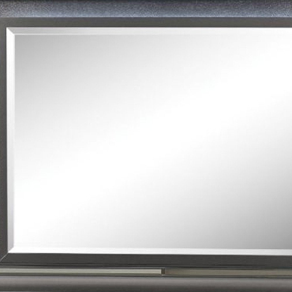39" Gunmetal Lighted Wood Framed Mounted Dresser Mirror HomeRoots