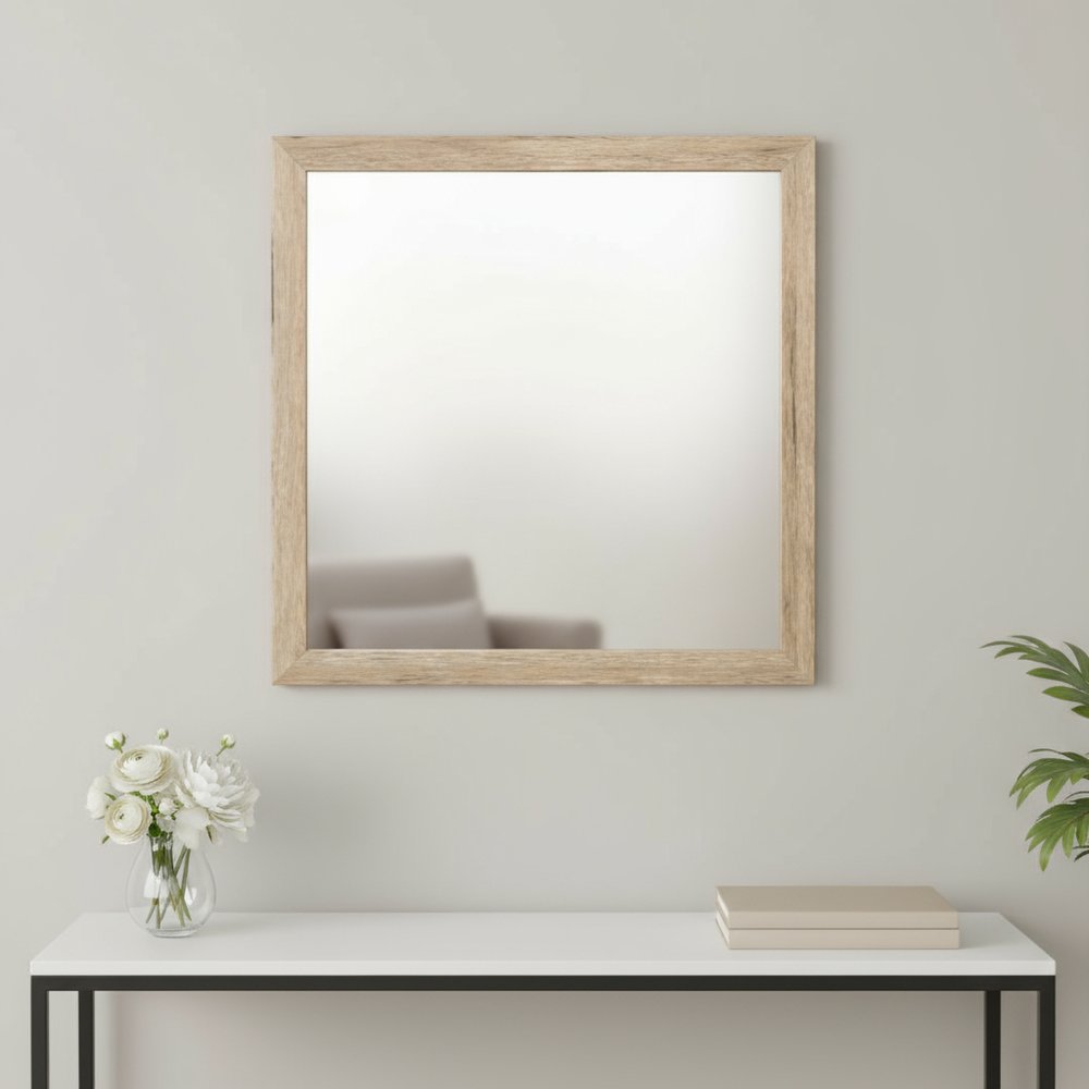 40" Natural Square Wood Framed Accent Mirror HomeRoots