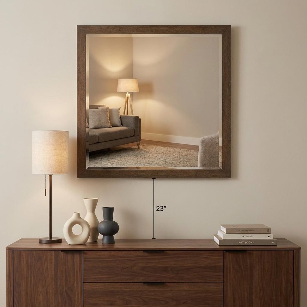 40" Square Wood Framed Accent Mirror HomeRoots