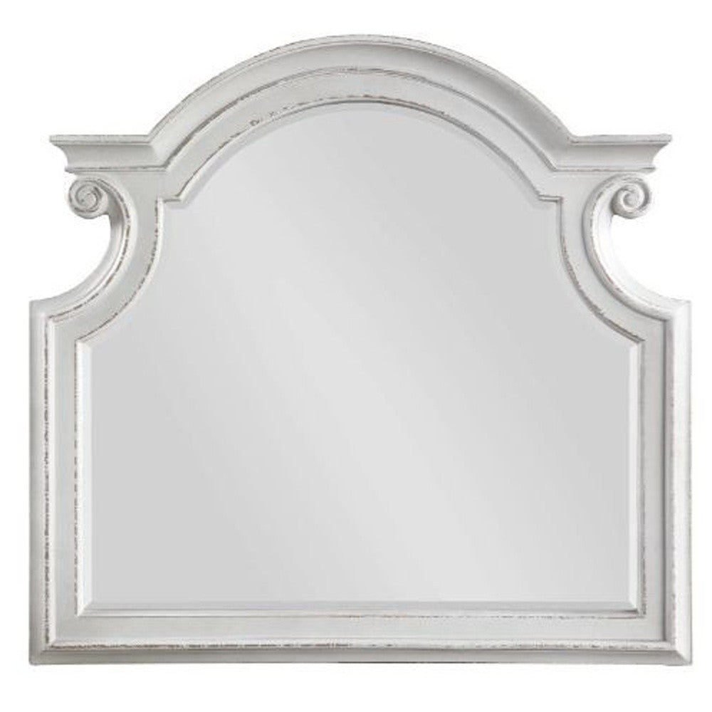 43" Antique White Irregular Dresser Mirror