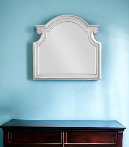 43" Antique White Irregular Dresser Mirror