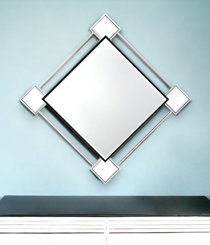 45" Gray And Black Abstract Metal Framed Accent Mirror HomeRoots