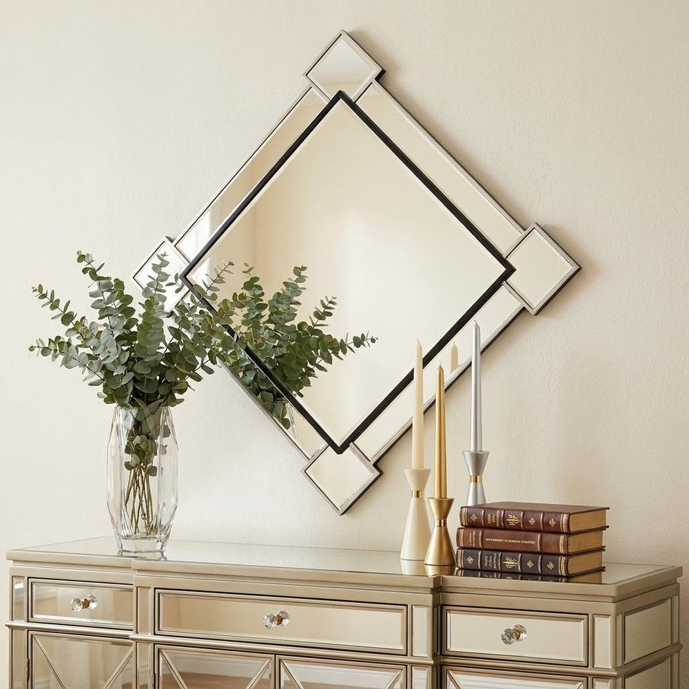 45" Gray And Black Abstract Metal Framed Accent Mirror HomeRoots