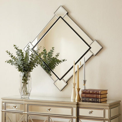 45" Gray And Black Abstract Metal Framed Accent Mirror HomeRoots