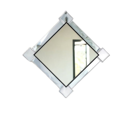 45" Gray And Black Abstract Metal Framed Accent Mirror