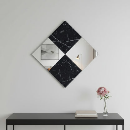 32" Black And Gray Square Wood composite Framed Accent Mirror HomeRoots