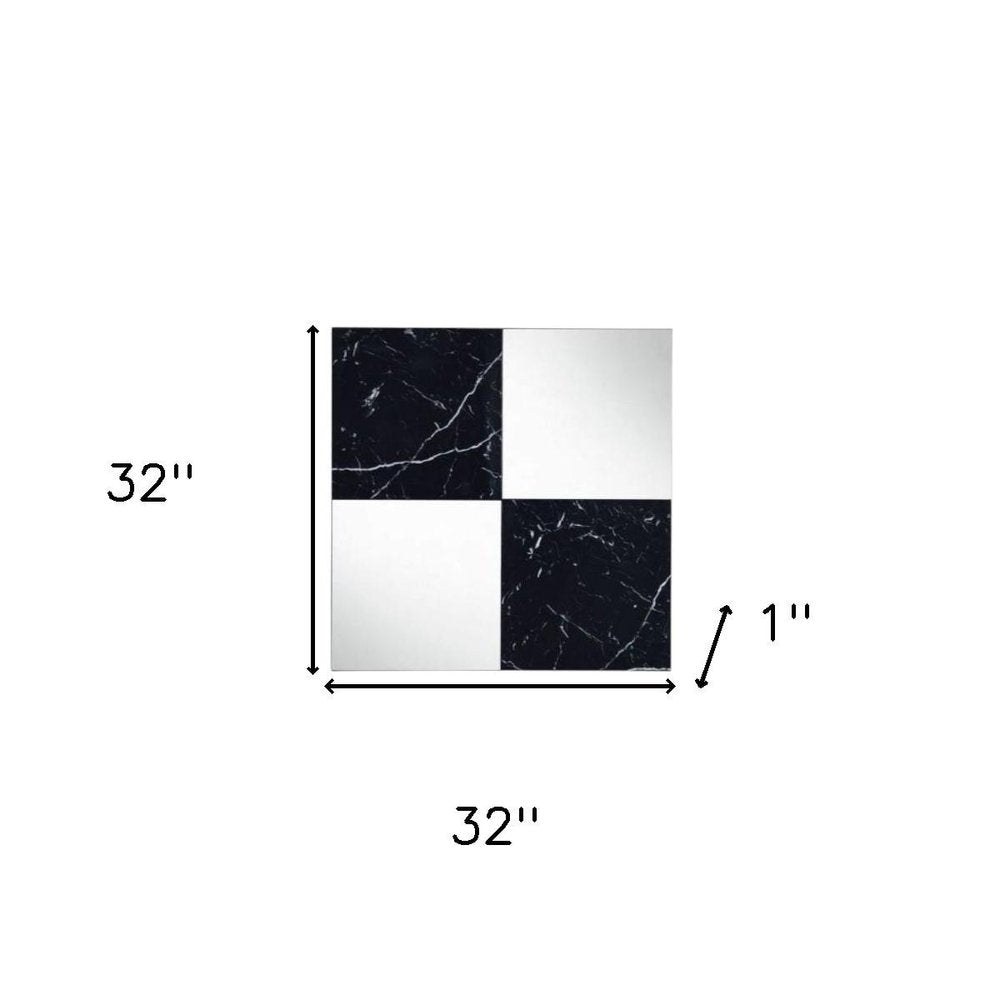 32" Black And Gray Square Wood composite Framed Accent Mirror HomeRoots