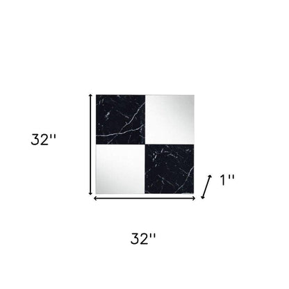 32" Black And Gray Square Wood composite Framed Accent Mirror HomeRoots