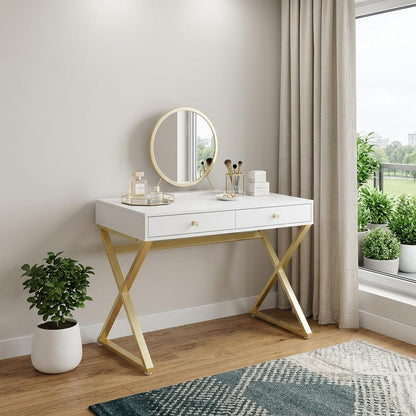 42" Mirrored Vanity Table with Mirror HomeRoots