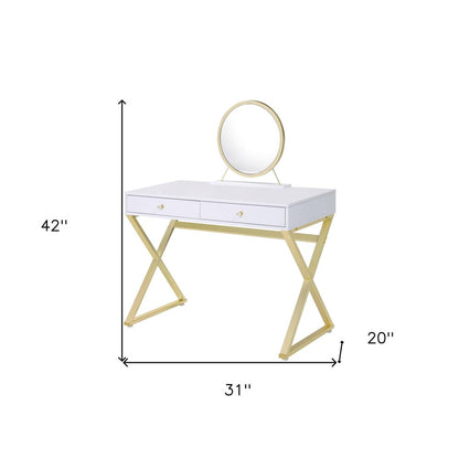 42" Mirrored Vanity Table with Mirror HomeRoots