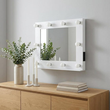 26" White Metal Framed Mounted Accent Mirror HomeRoots