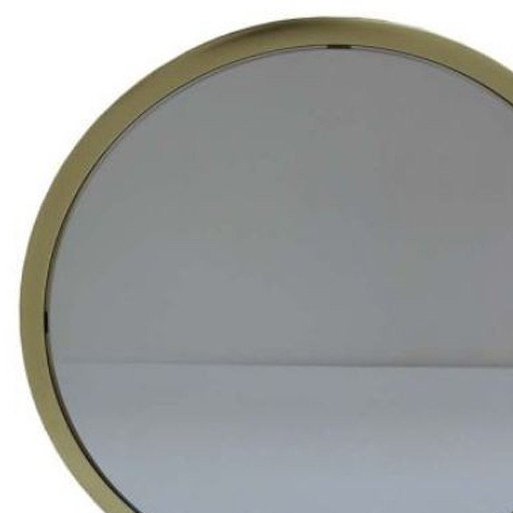 19" Brass Metal Round Freestanding Ornate Framed Makeup Shaving Tabletop Mirror HomeRoots