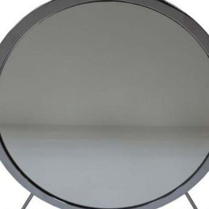 19" Gray Round Metal Framed Freestanding Mirror