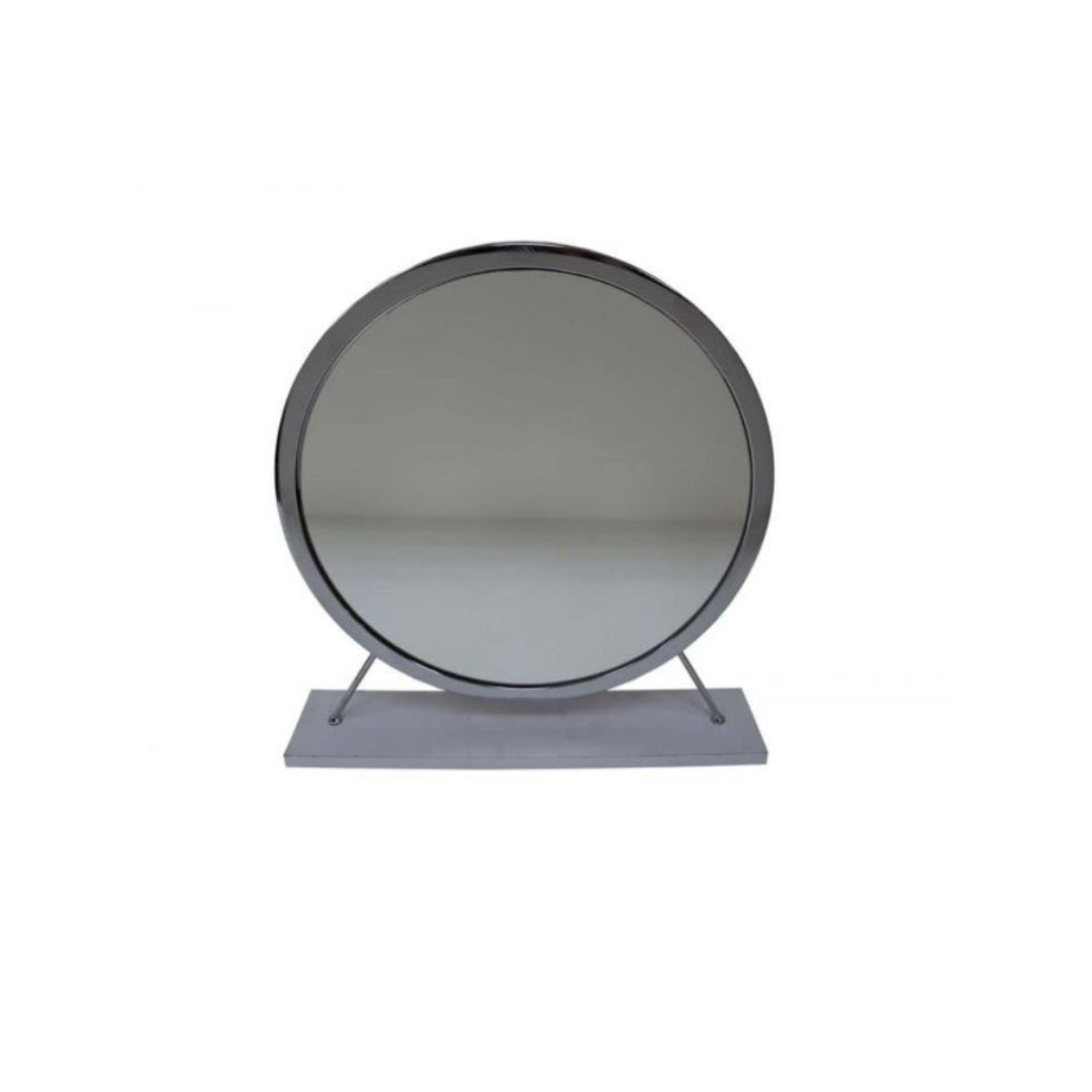 19" Gray Round Metal Framed Freestanding Mirror