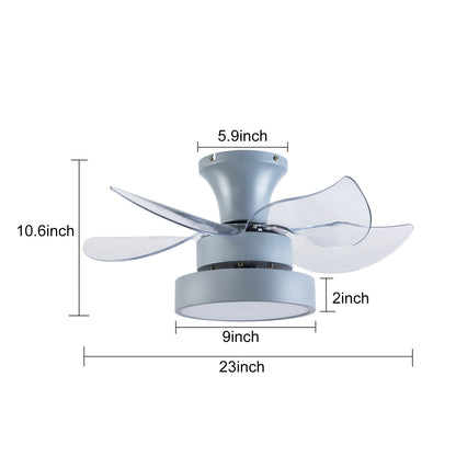 23" Clear Flush Mount Five Blade Remote Control Integrated Light Ceiling Fan