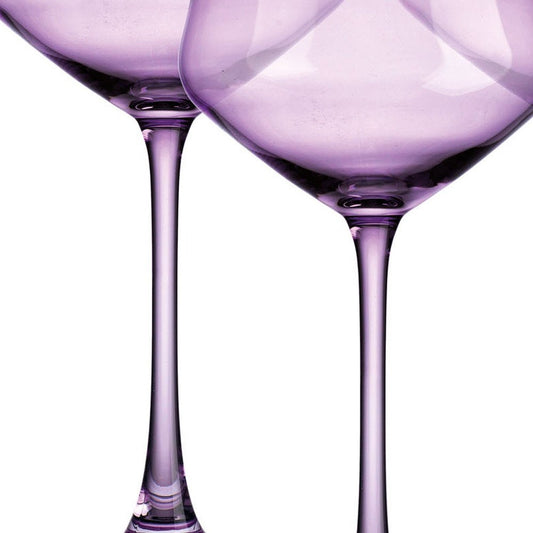 Set of Four Purple Crystal Shallow Bowl Stemmed Coupe HomeRoots