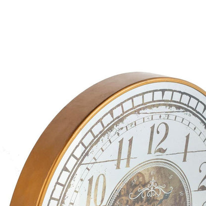32" Circle Gold and Silver Metal and Mirror Analog Exposed Gear Wall Clock HomeRoots